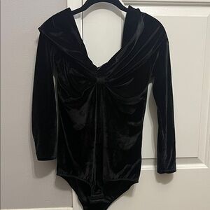 Chic Black Velvet Bodysuit